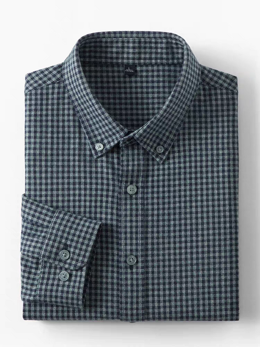 Green Executive Mini-Check Soft Shirt